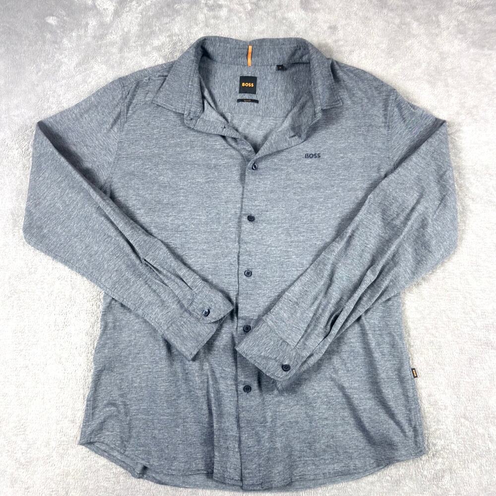 BOSS HUGO BOSS Men's XL Gray Long Sleeve Button-Up Shirt